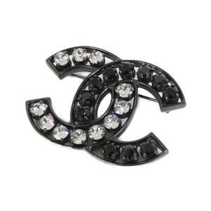 Chanel Brooch Metal Black With Crystal #246635C13B